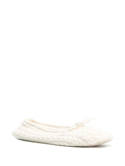 Shop N•peal Cable Knit Slippers In Neutrals