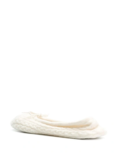 Shop N•peal Cable Knit Slippers In Neutrals