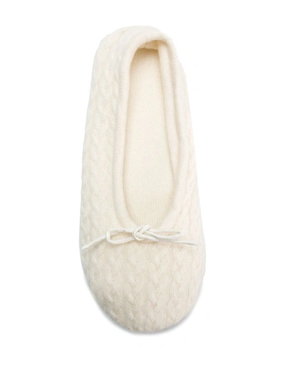 Shop N•peal Cable Knit Slippers In Neutrals