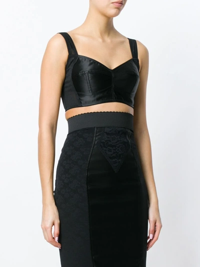 Dolce & Gabbana Jacquard Cropped Bustier Top In Black