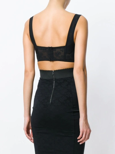 Dolce & Gabbana Jacquard Cropped Bustier Top In Black