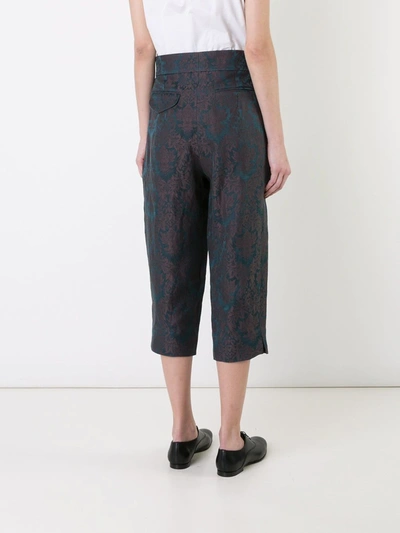 Shop Aganovich Baroque Jacquard Cropped Trousers In Green