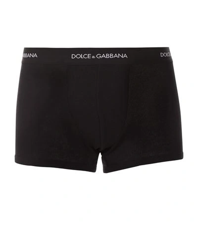 Dolce & Gabbana Ribbed Regular Boxer In Black
