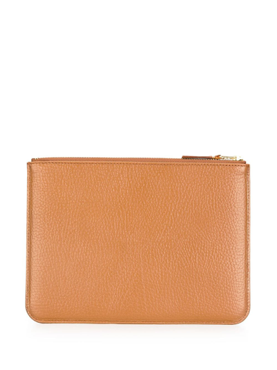 Comme Des Garçons Zipped Clutch In Brown