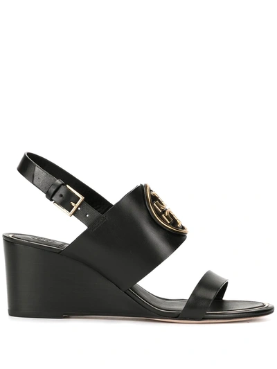 Shop Tory Burch Miller Wedge Sandals In Black