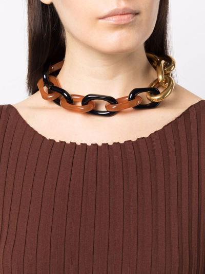 Shop Marni Oversized Cable-link Necklace In 褐色