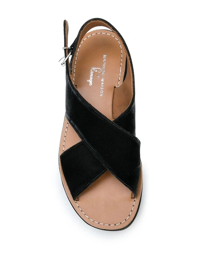 Shop Madison.maison Open Toe Wedge Heel Sandals In Black