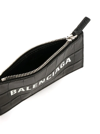 Shop Balenciaga Cash Cardholder Keyring In Black