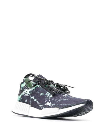 Shop Adidas Originals Nmd R1 Primeknit "green Marble" Sneakers In Blue