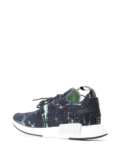 Shop Adidas Originals Nmd R1 Primeknit "green Marble" Sneakers In Blue
