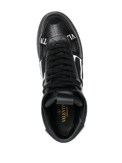 Shop Valentino Vl7n Mid-top Leather Sneakers In Black