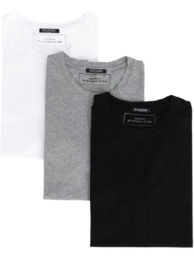 Shop Balmain Pack Of 3 T-shirts In White