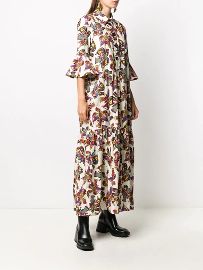 Shop La Doublej Artemis Dove Print Dress In Neutrals