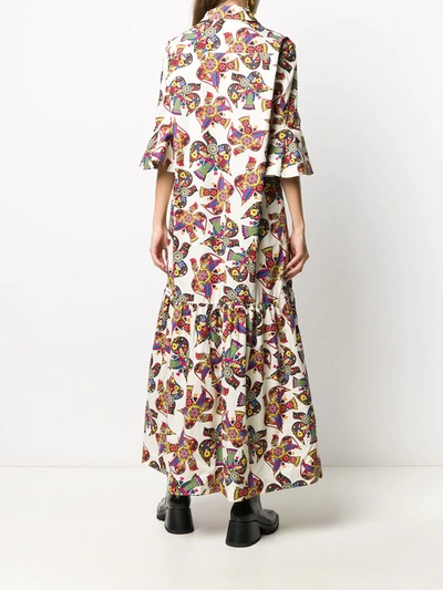 Shop La Doublej Artemis Dove Print Dress In Neutrals