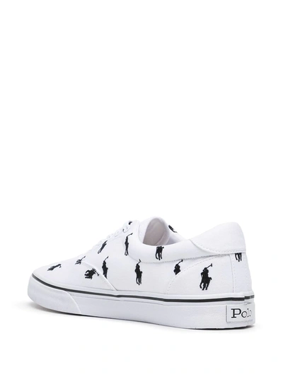 Polo Ralph Lauren Men's Thompson Allover Pony Canvas Sneaker Men's Shoes In  White | ModeSens