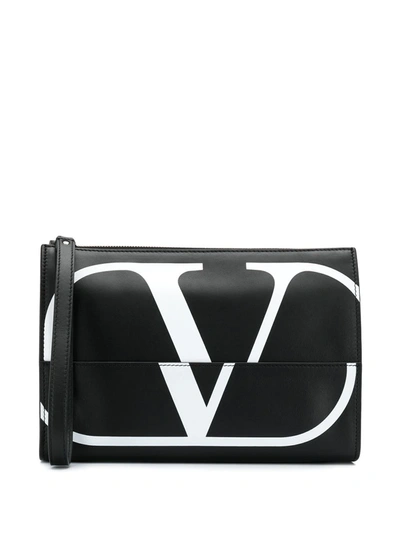 Shop Valentino Vlogo Clutch In Black
