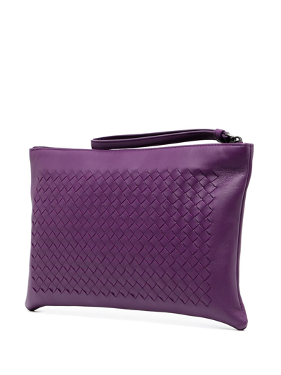 Pre-owned Bottega Veneta Intrecciato Clutch Bag In Purple