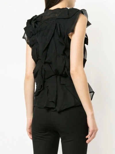 Pre-owned Comme Des Garçons Ruffle Sheer Blouse In Black