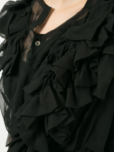 Pre-owned Comme Des Garçons Ruffle Sheer Blouse In Black