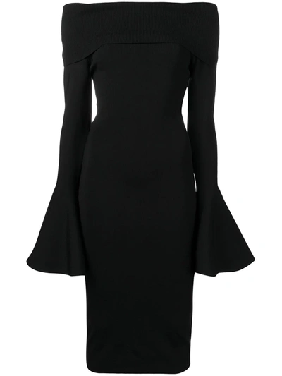 Shop Solace London Mori Midi Dress In Black