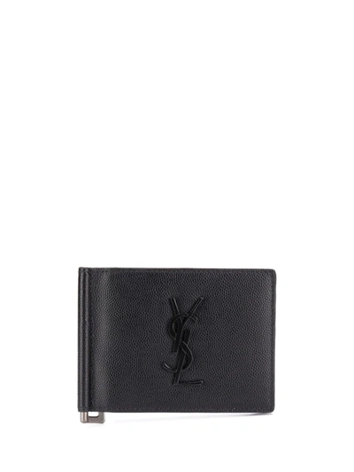 Shop Saint Laurent Ysl Bill Clip Wallet In Black