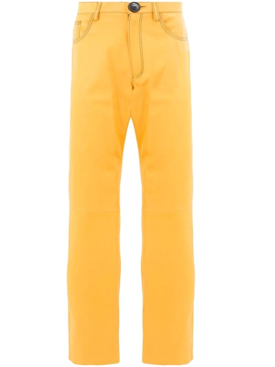 Shop Wales Bonner High Waist Trousers In Yellow