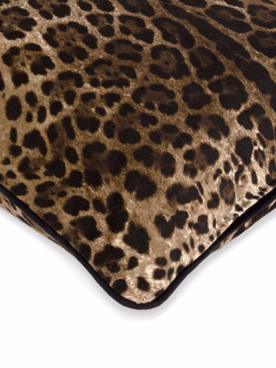 Shop Dolce & Gabbana Medium Leopardo-print Velvet Cushion In Brown