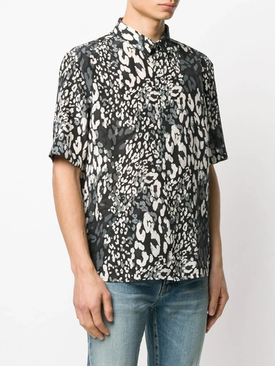 Shop Saint Laurent Leopard Print Short-sleeved Shirt In Black