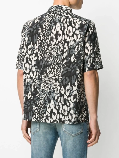 Shop Saint Laurent Leopard Print Short-sleeved Shirt In Black