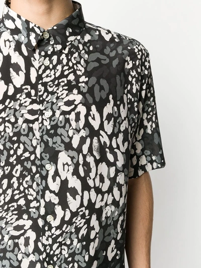 Shop Saint Laurent Leopard Print Short-sleeved Shirt In Black