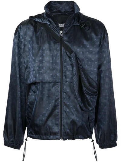 Alexander Wang Blue Men's Navy Nylon Monogram Windbreaker In Black