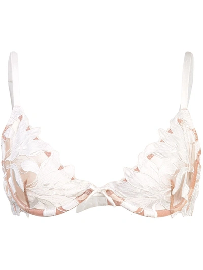 Shop Fleur Du Mal Lily Lace Demi Bra In White