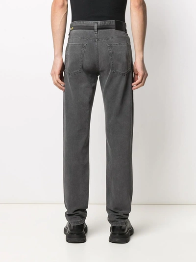 Shop Fendi Straight-leg Belted Denim Jeans In Grey