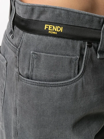 Shop Fendi Straight-leg Belted Denim Jeans In Grey