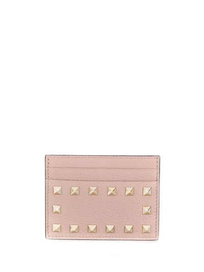 Shop Valentino Rockstud Cardholder Wallet In Pink