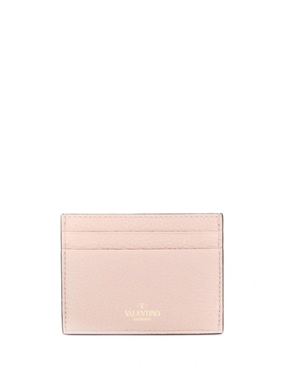 Shop Valentino Rockstud Cardholder Wallet In Pink
