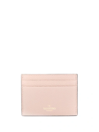 Valentino Rockstud Cardholder Wallet In Pink