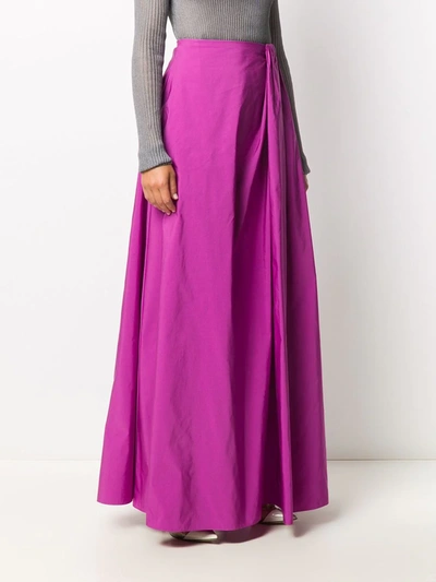 Shop Valentino Gathered Detailing Full Skirt In Purple
