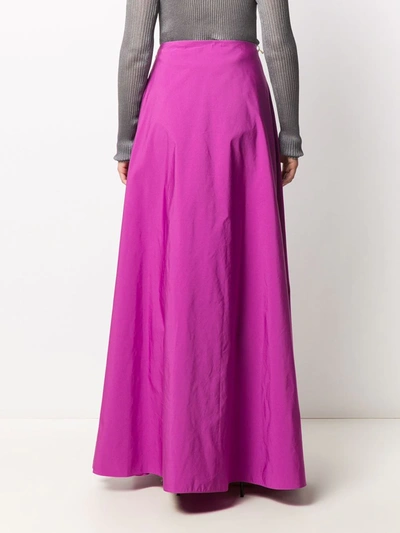 Shop Valentino Gathered Detailing Full Skirt In Purple