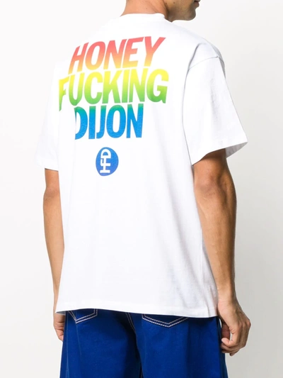 Shop Honey F___cking Dijon Short Sleeve Printed Logo T-shirt In White