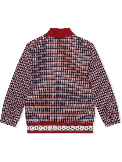 Shop Gucci Houndstooth Bomber Jacket In Red