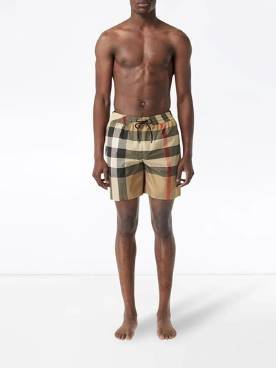 Burberry Men's Guildes Vintage Check Swim Shorts In Neutrals