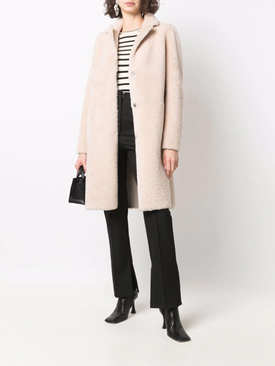 Liska Single-breasted Textured Coat In Neutrals