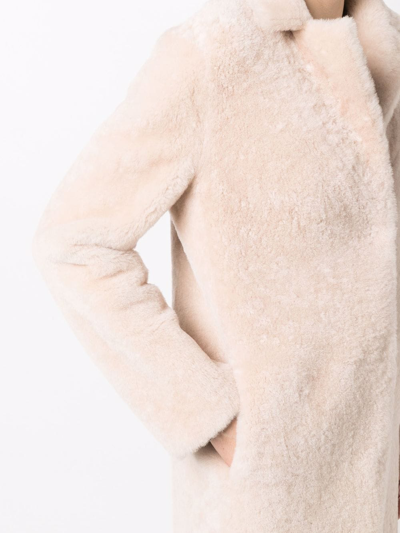 Shop Liska Single-breasted Textured Coat In Neutrals