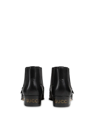Shop Gucci Women's Leather Ankle Boot With G Brogue In Black