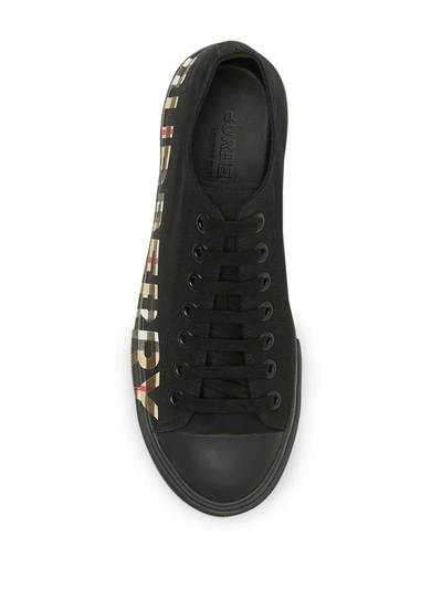 Shop Burberry Checked-logo-print Sneakers In Black