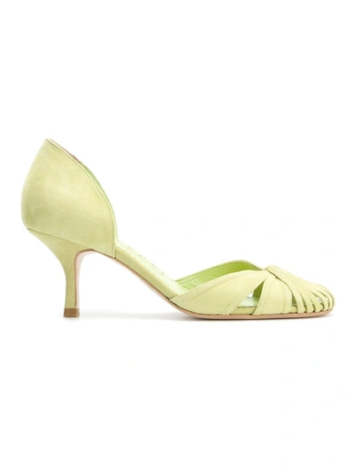 Shop Sarah Chofakian Panelled Pumps In Green