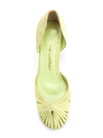 Shop Sarah Chofakian Panelled Pumps In Green