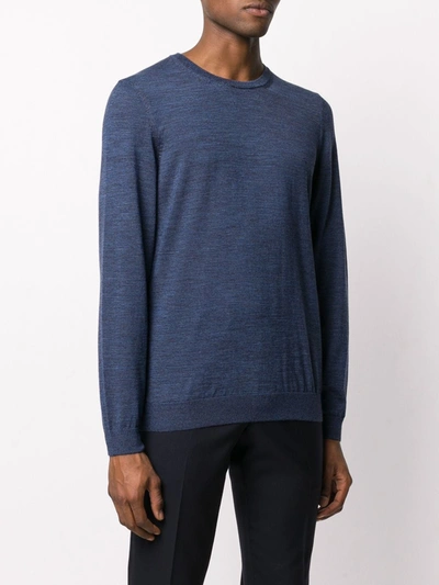 Shop Hugo Boss Knitted Long Sleeve Jumper In Blue