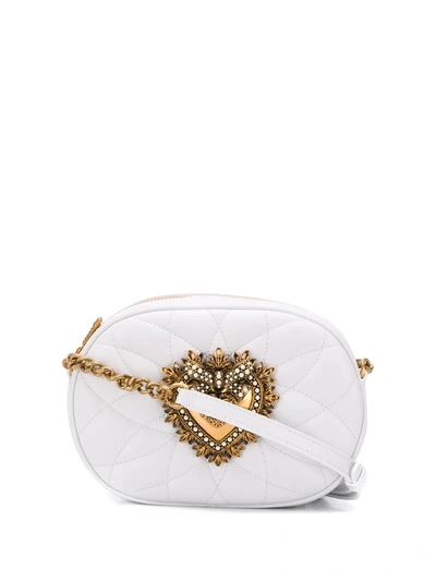 Shop Dolce & Gabbana Devotion Quilted Camera Bag In White